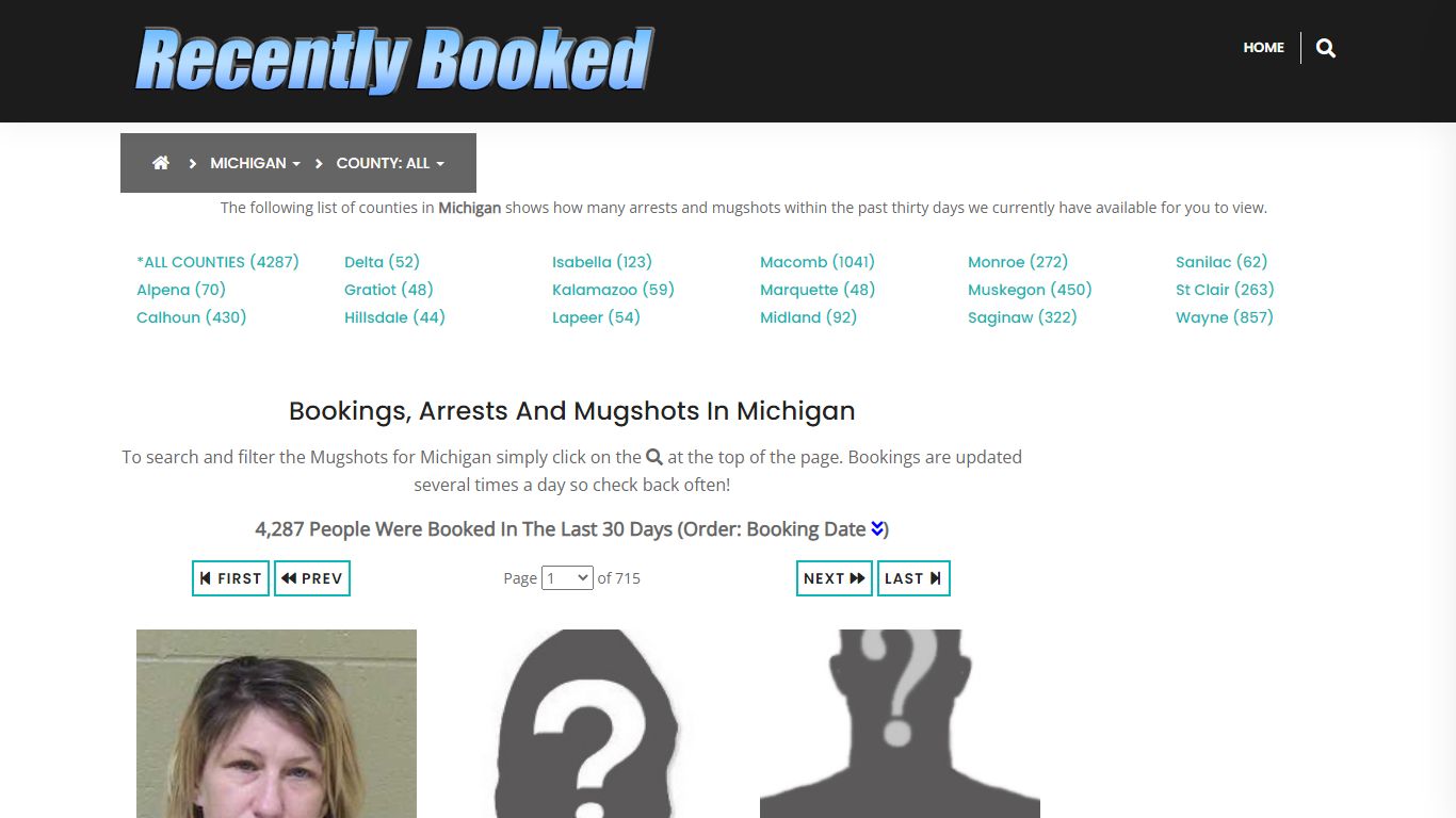 Bookings, Arrests and Mugshots in St Clair County, Michigan